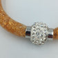 Glitzer Mesh Armband orange mit Strass funkelnd  elegant