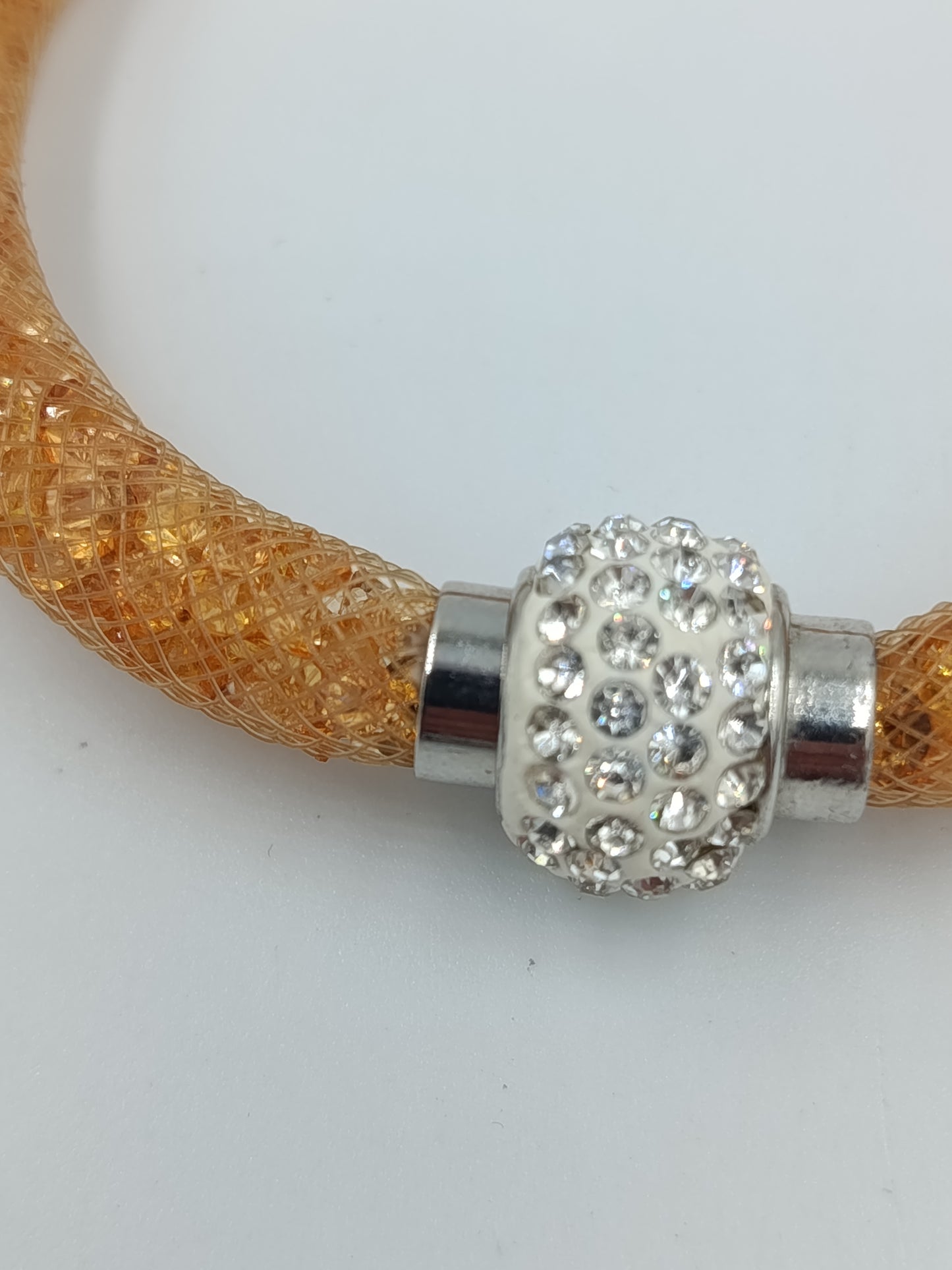 Glitzer Mesh Armband orange mit Strass funkelnd  elegant