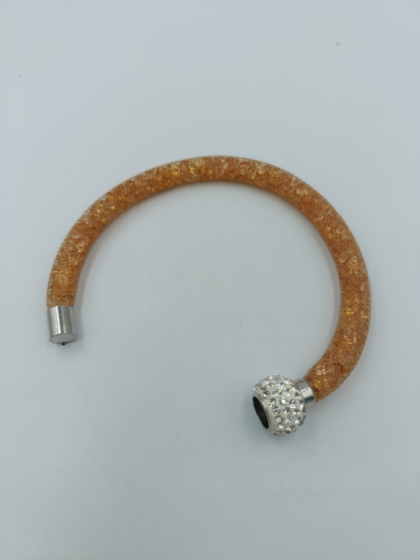 Glitzer Mesh Armband orange mit Strass funkelnd  elegant