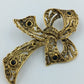 Vintage Brosche Schleife Goldfarben mit dunklen Steinen