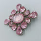 Vintage Brosche rosa Strass große Statement Brosche im Blüten Design