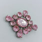 Vintage Brosche rosa Strass große Statement Brosche im Blüten Design