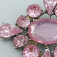 Vintage Brosche rosa Strass große Statement Brosche im Blüten Design