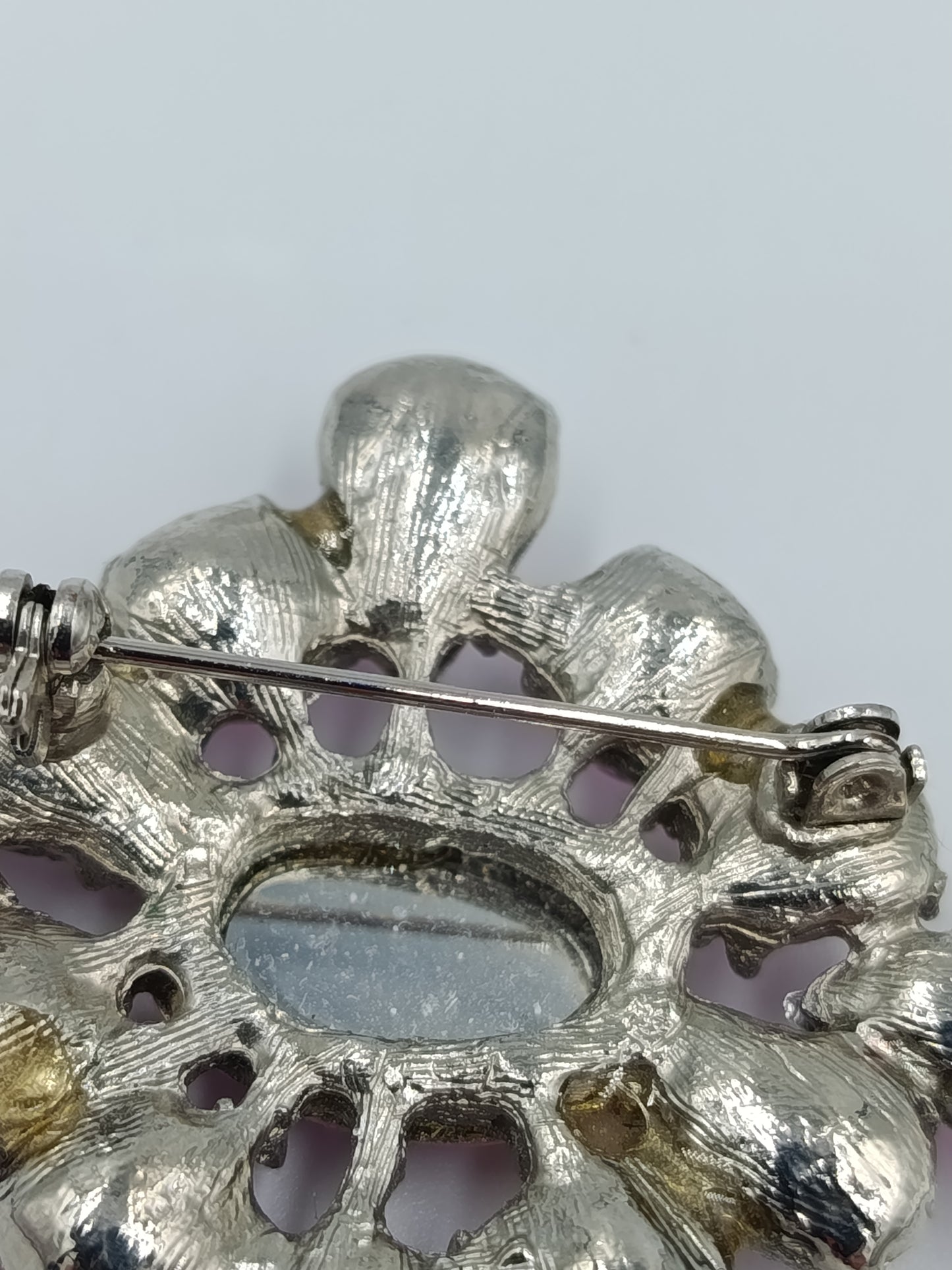 Vintage Brosche rosa Strass große Statement Brosche im Blüten Design