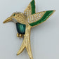 Vintage Brosche Kolibri Strass Emaille Grün Gold – Vogel Schmuck