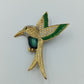 Vintage Brosche Kolibri Strass Emaille Grün Gold – Vogel Schmuck