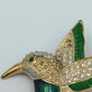 Vintage Brosche Kolibri Strass Emaille Grün Gold – Vogel Schmuck