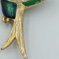 Vintage Brosche Kolibri Strass Emaille Grün Gold – Vogel Schmuck