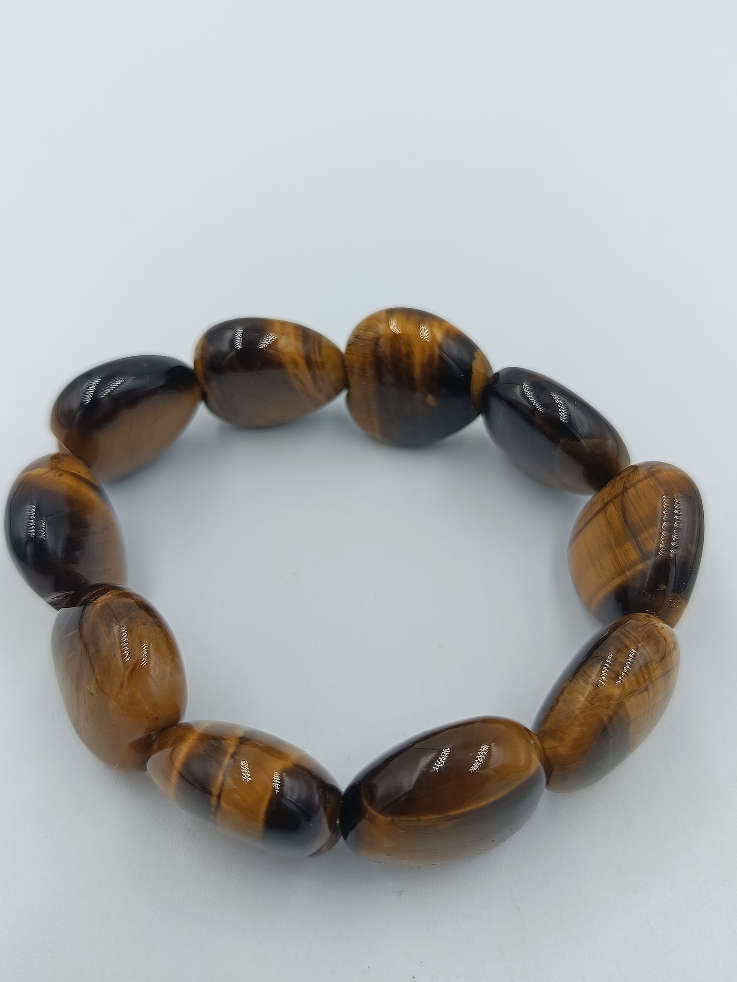 Armband Tigerauge Perlen elastisch Braun Naturstein  Vintage Schmuck