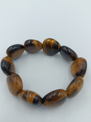 Armband Tigerauge Perlen elastisch Braun Naturstein  Vintage Schmuck