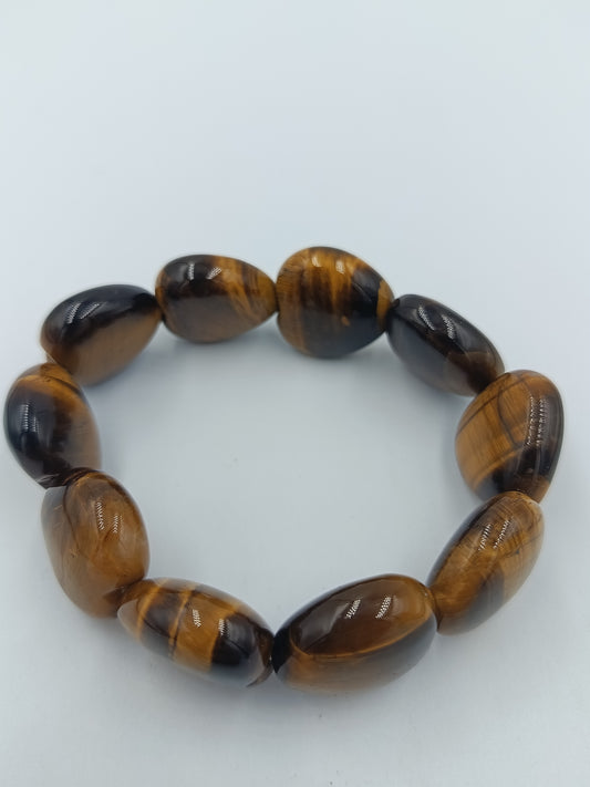 Armband Tigerauge Perlen elastisch Braun Naturstein  Vintage Schmuck