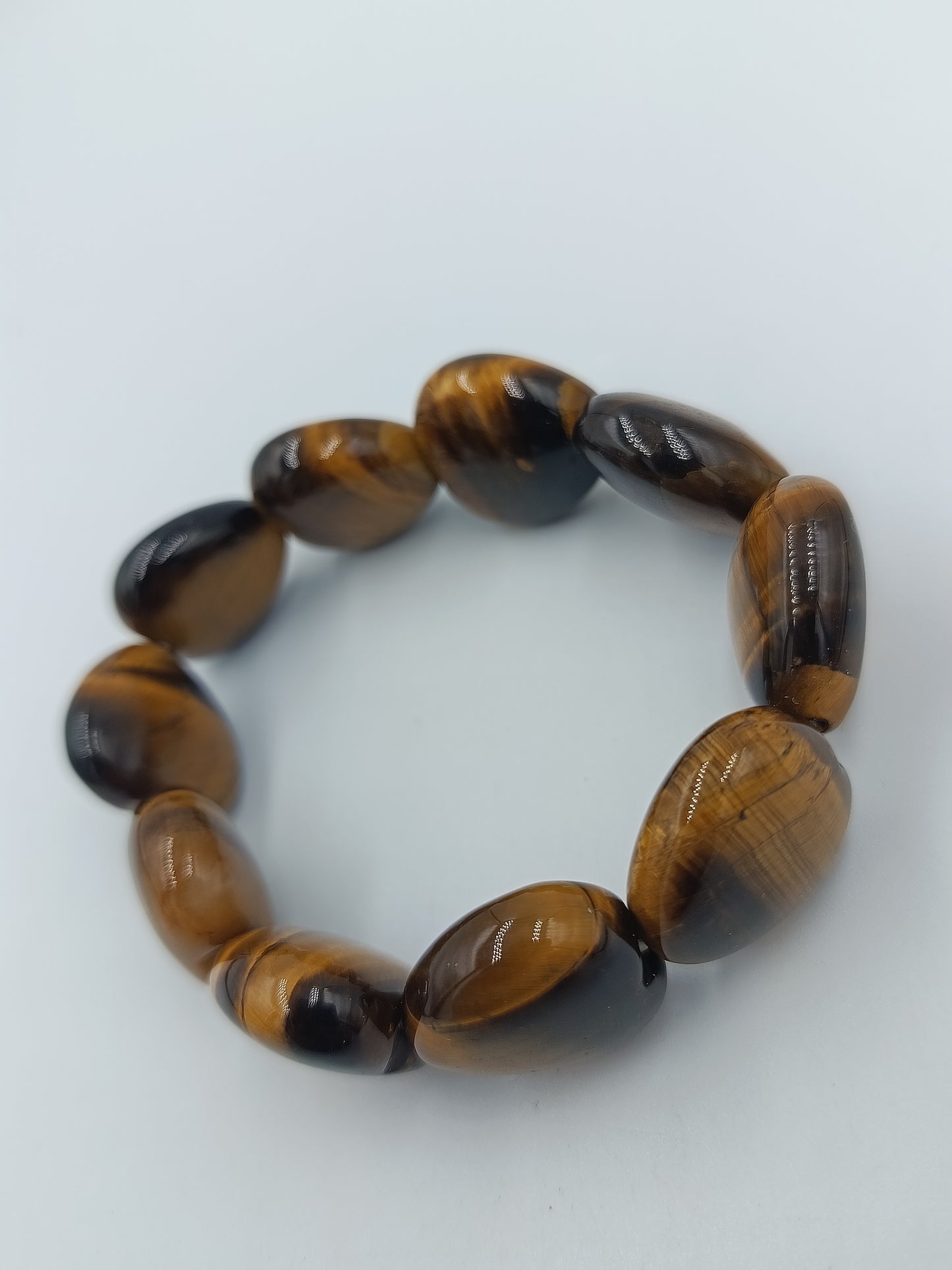 Armband Tigerauge Perlen elastisch Braun Naturstein  Vintage Schmuck