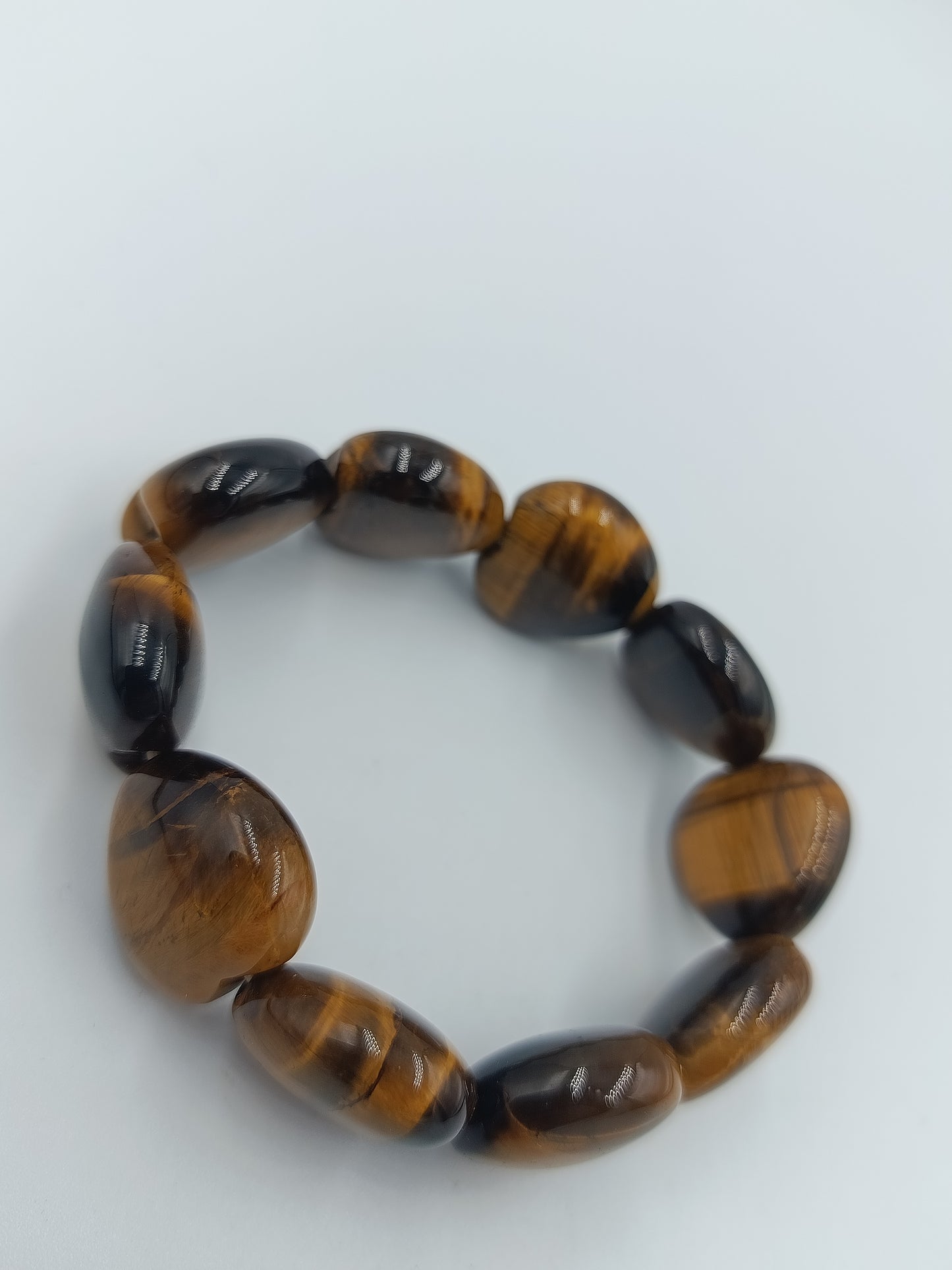 Armband Tigerauge Perlen elastisch Braun Naturstein  Vintage Schmuck