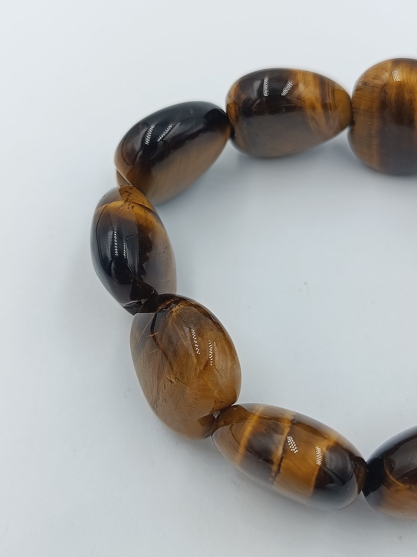 Armband Tigerauge Perlen elastisch Braun Naturstein  Vintage Schmuck