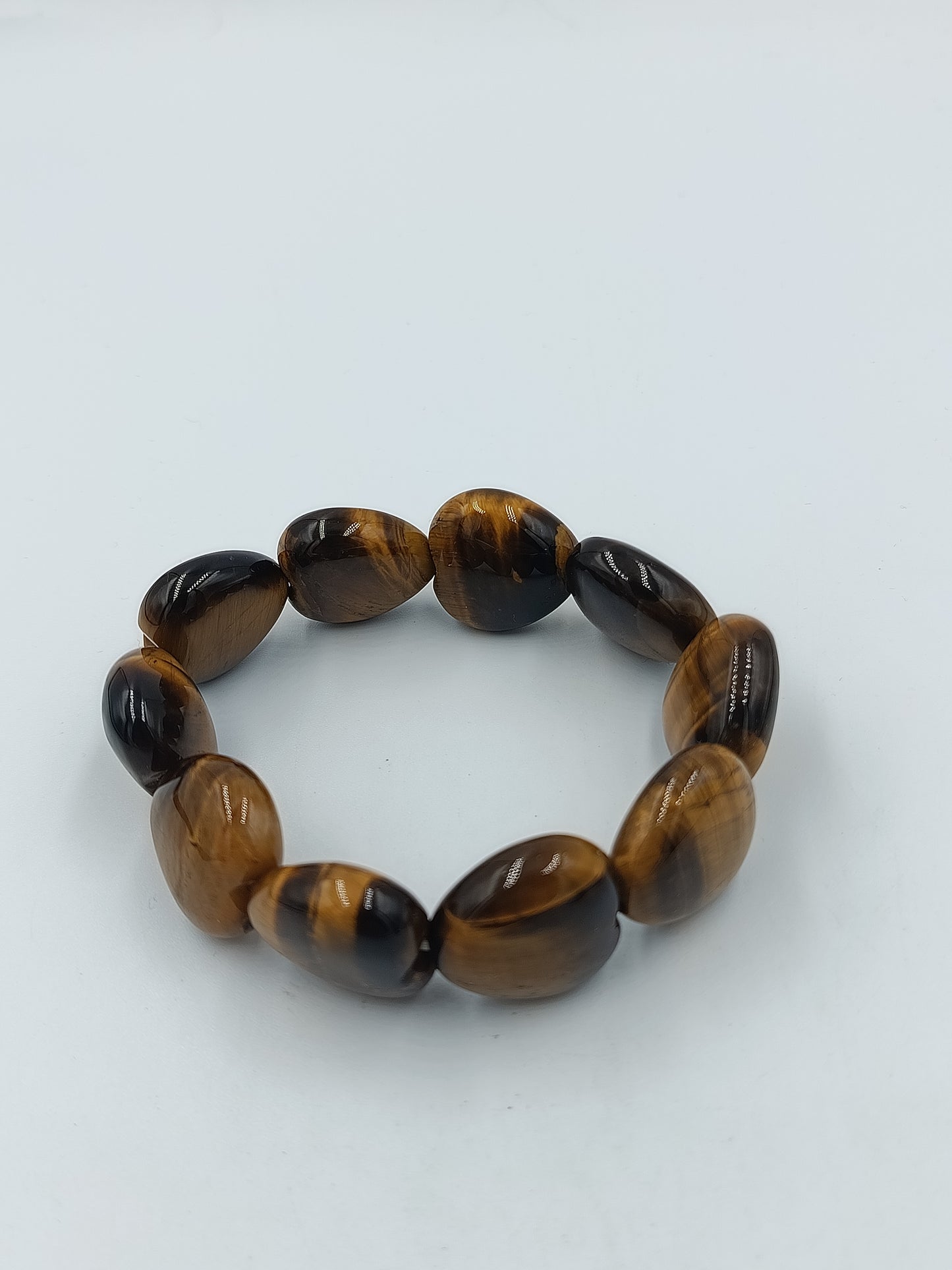 Armband Tigerauge Perlen elastisch Braun Naturstein  Vintage Schmuck