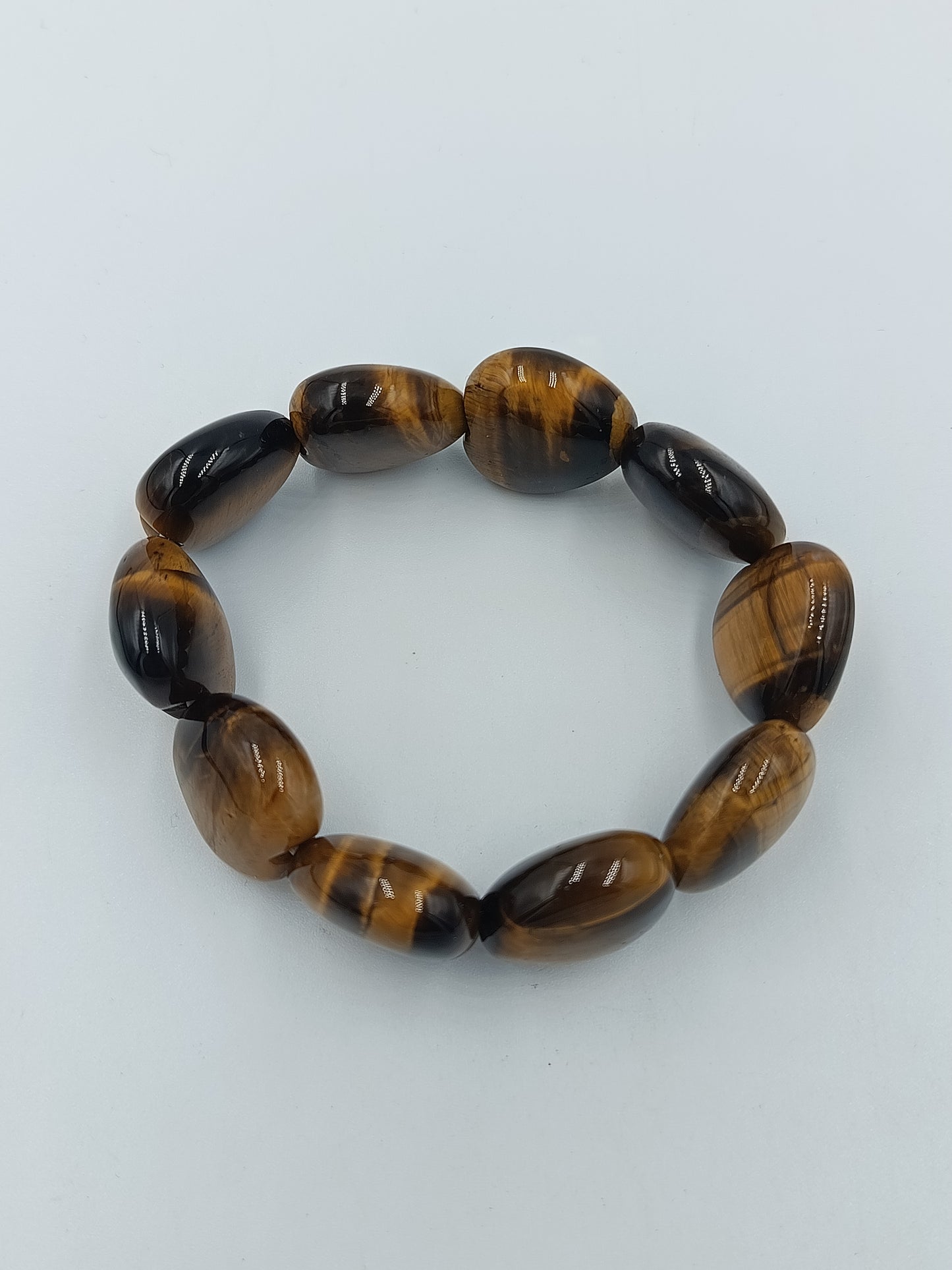 Armband Tigerauge Perlen elastisch Braun Naturstein  Vintage Schmuck
