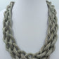 Statement Kette Silberfarben geflochten 53 cm Vintage Collier