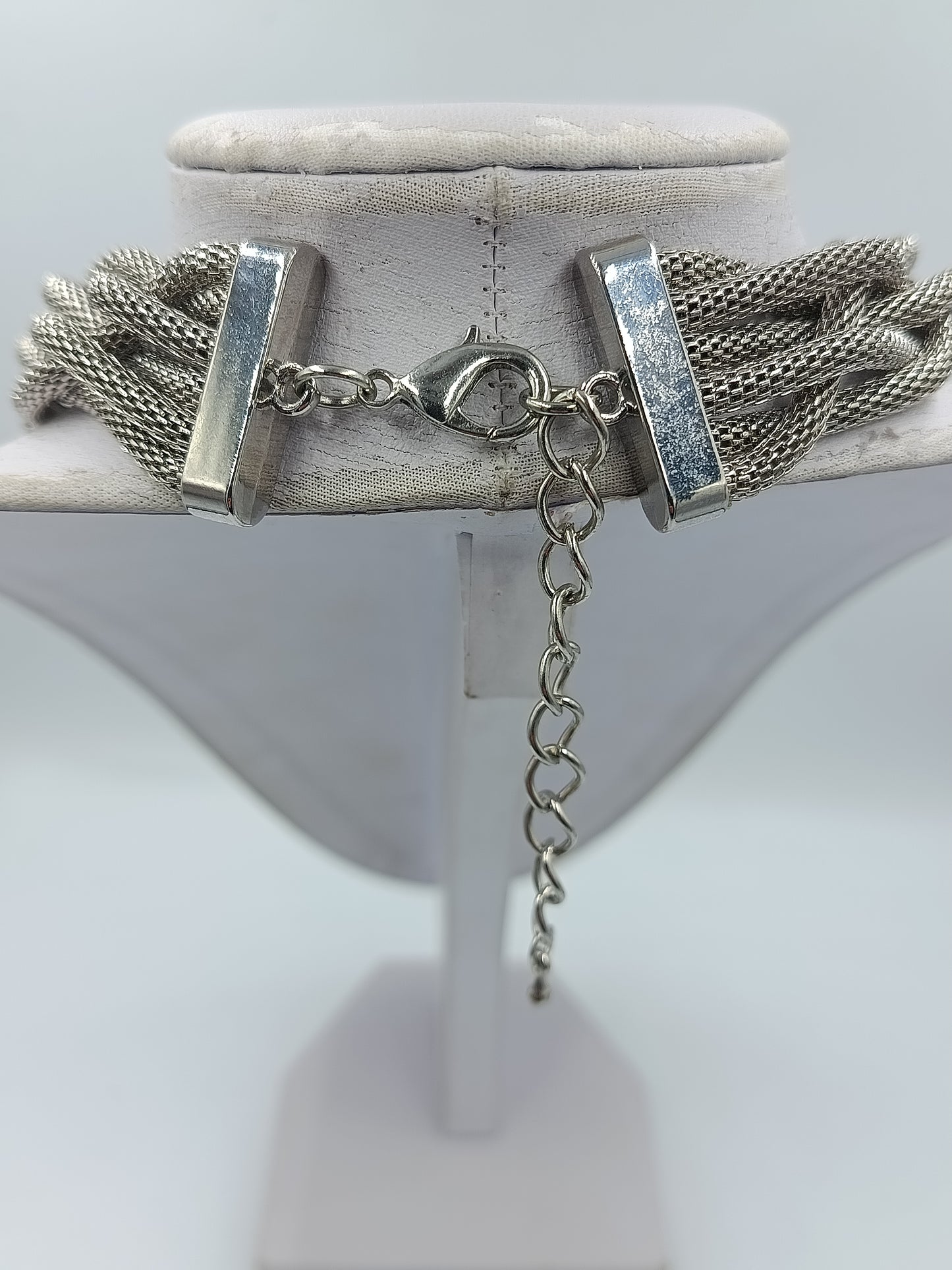 Statement Kette Silberfarben geflochten 53 cm Vintage Collier