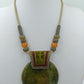 Statement Kette mit großem Anhänger Grün Ethno  Boho Stil