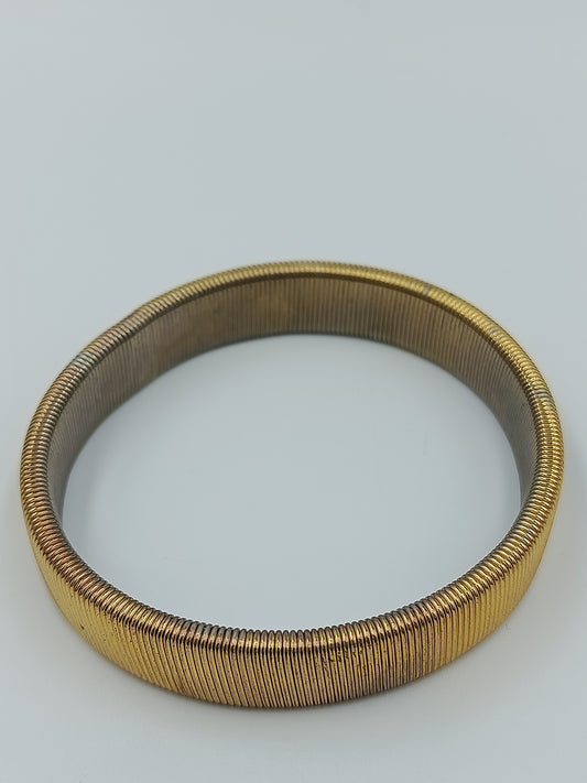 Goldfarbenes Stretch Armband Vintage Armreif flexibel gerippt