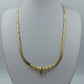 Goldfarbene Halskette mit Strass grünem Stein Vintage Statement Collier