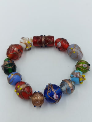 Buntes Glasperlen Armband handgefertigter Look elastisch Murano Style