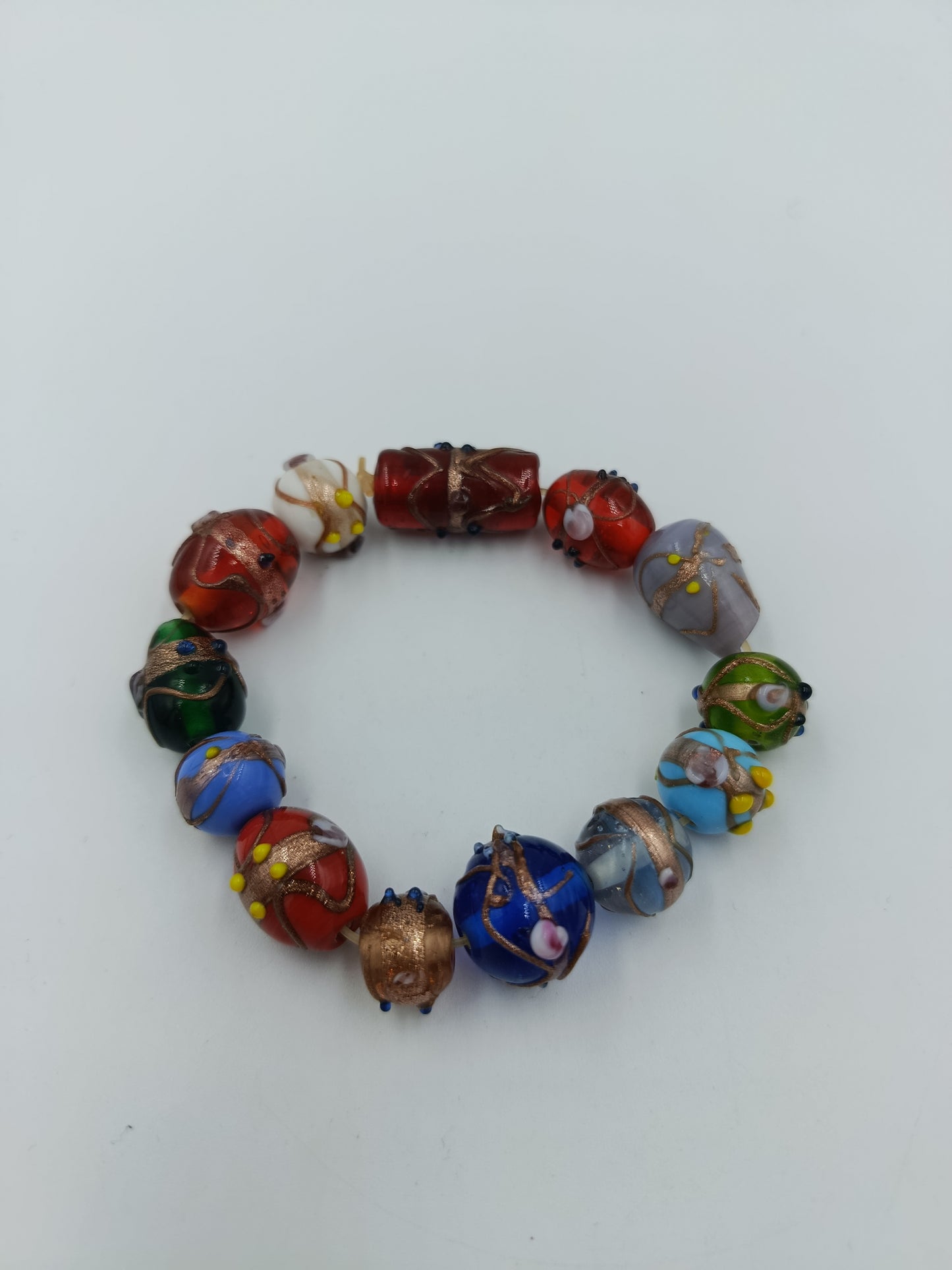 Buntes Glasperlen Armband handgefertigter Look elastisch Murano Style