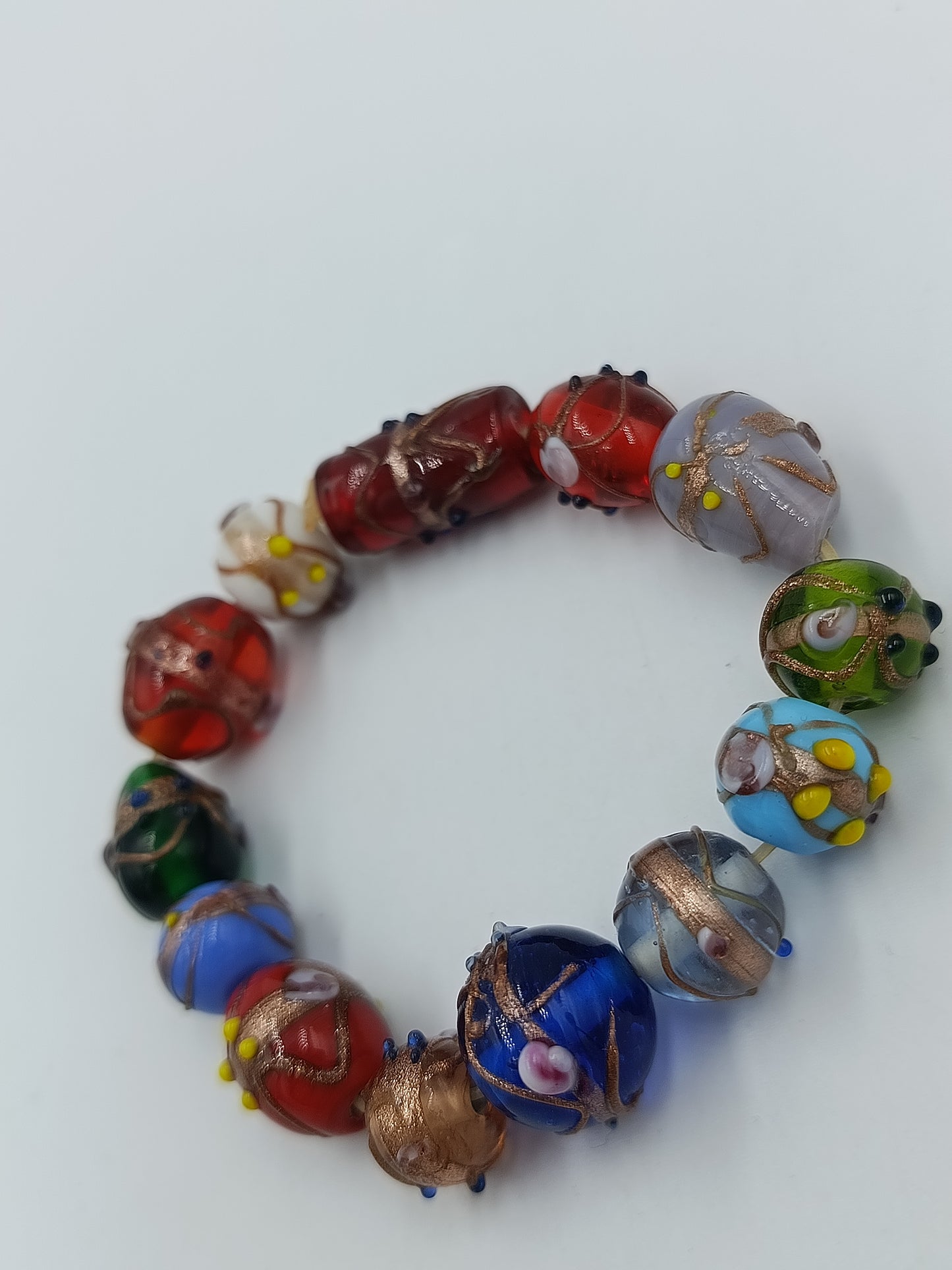 Buntes Glasperlen Armband handgefertigter Look elastisch Murano Style