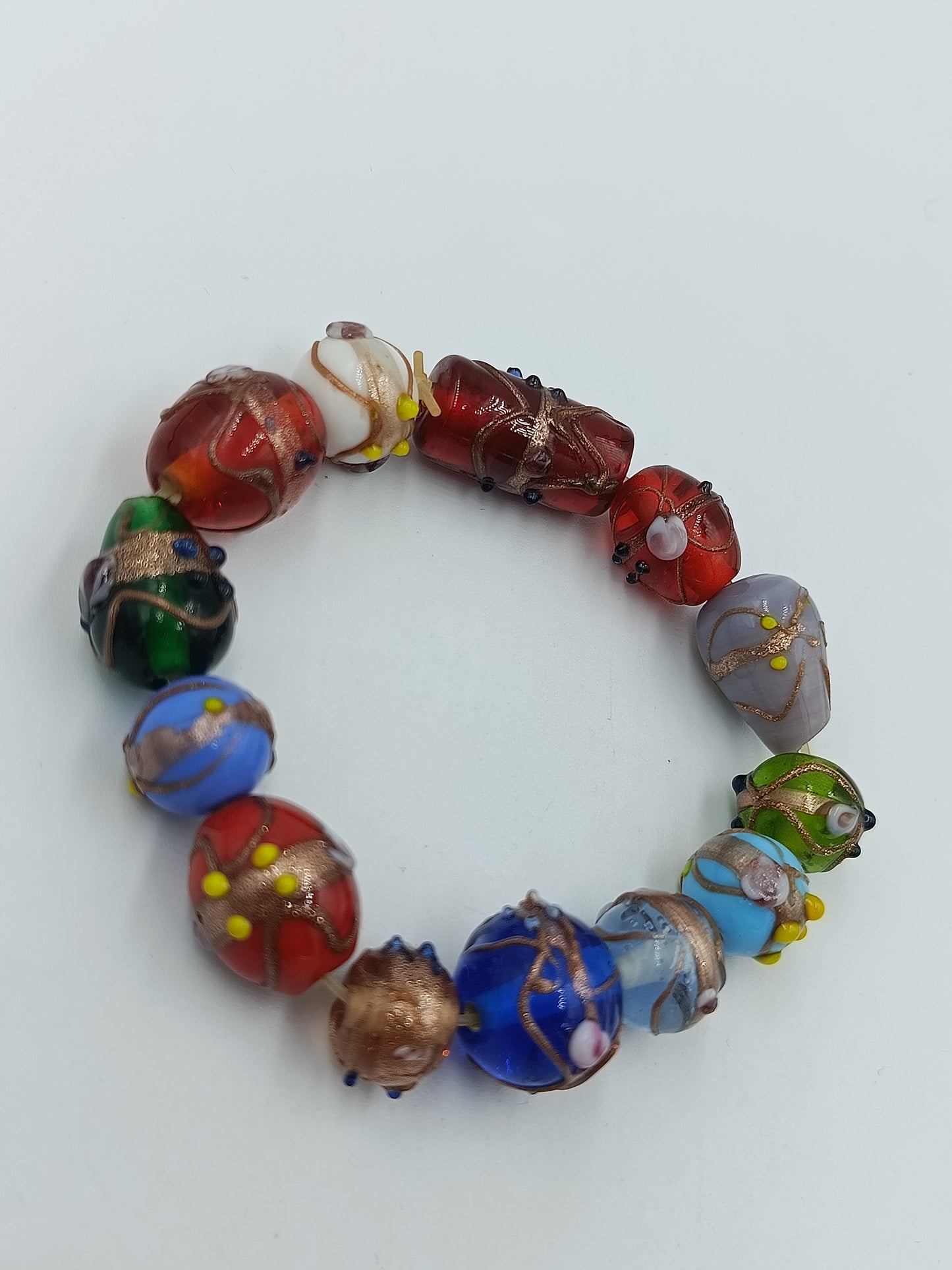 Buntes Glasperlen Armband handgefertigter Look elastisch Murano Style