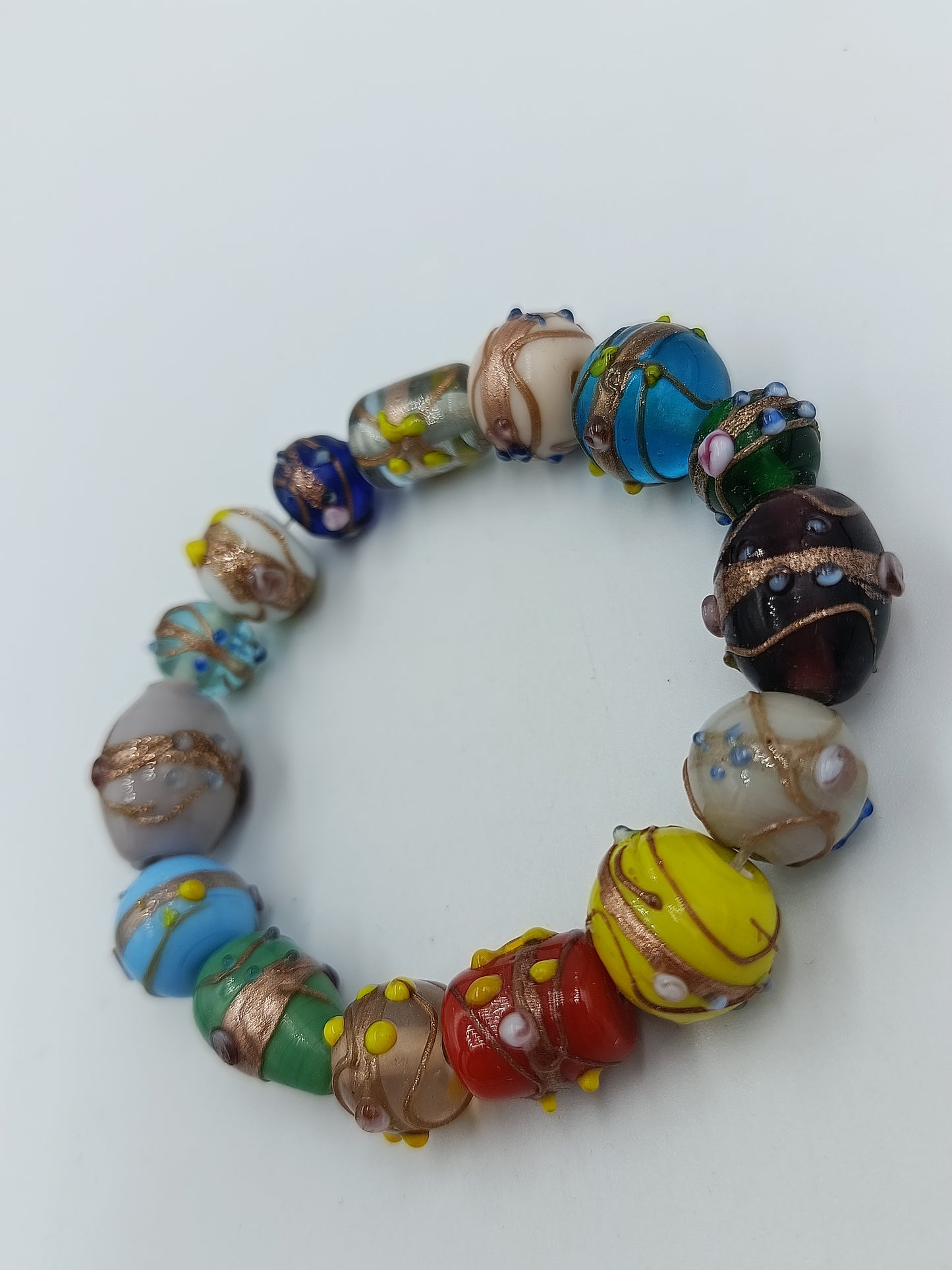Buntes Glasperlen Armband elastisch Murano Style große Design Perlen
