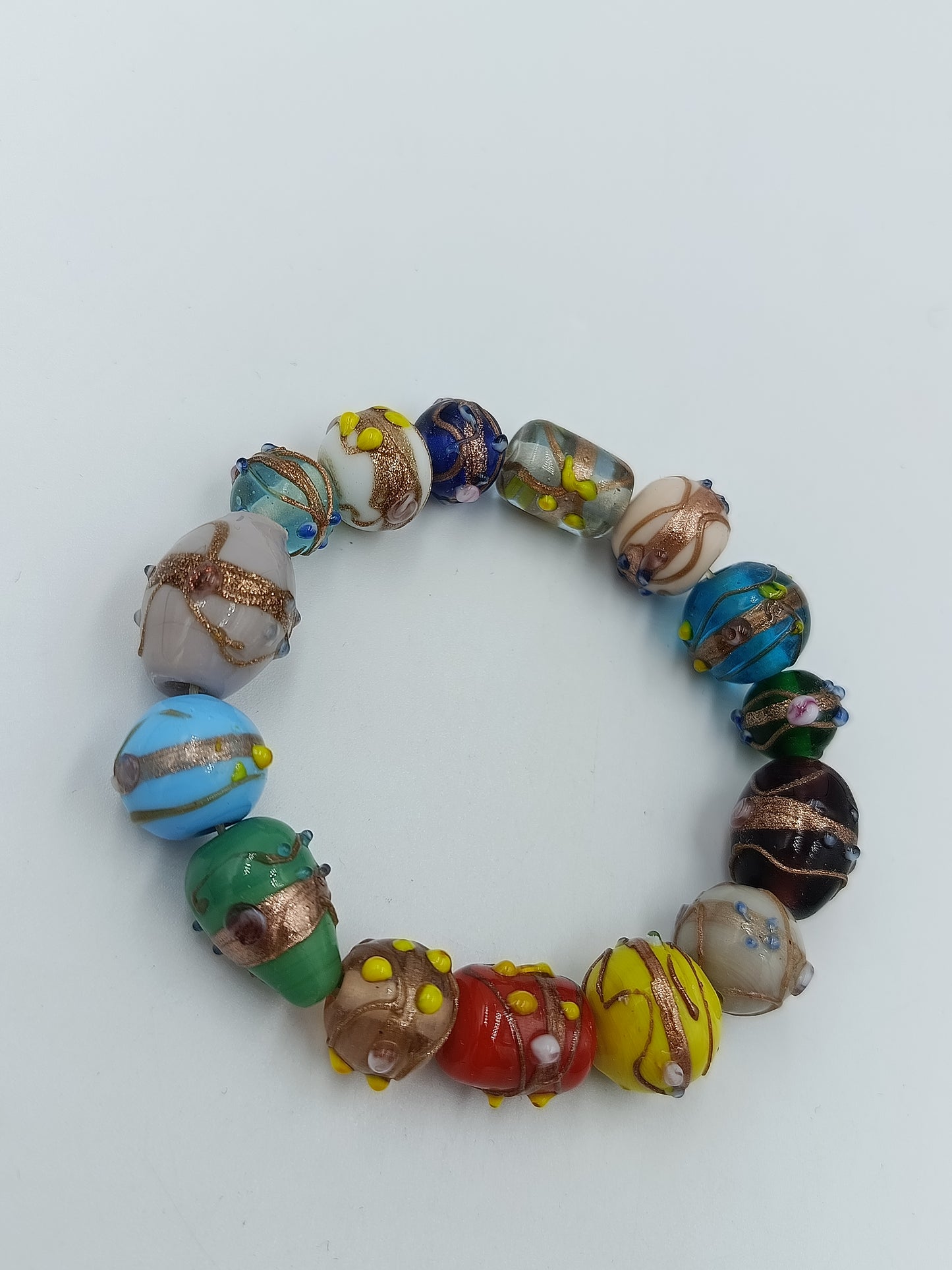 Buntes Glasperlen Armband elastisch Murano Style große Design Perlen