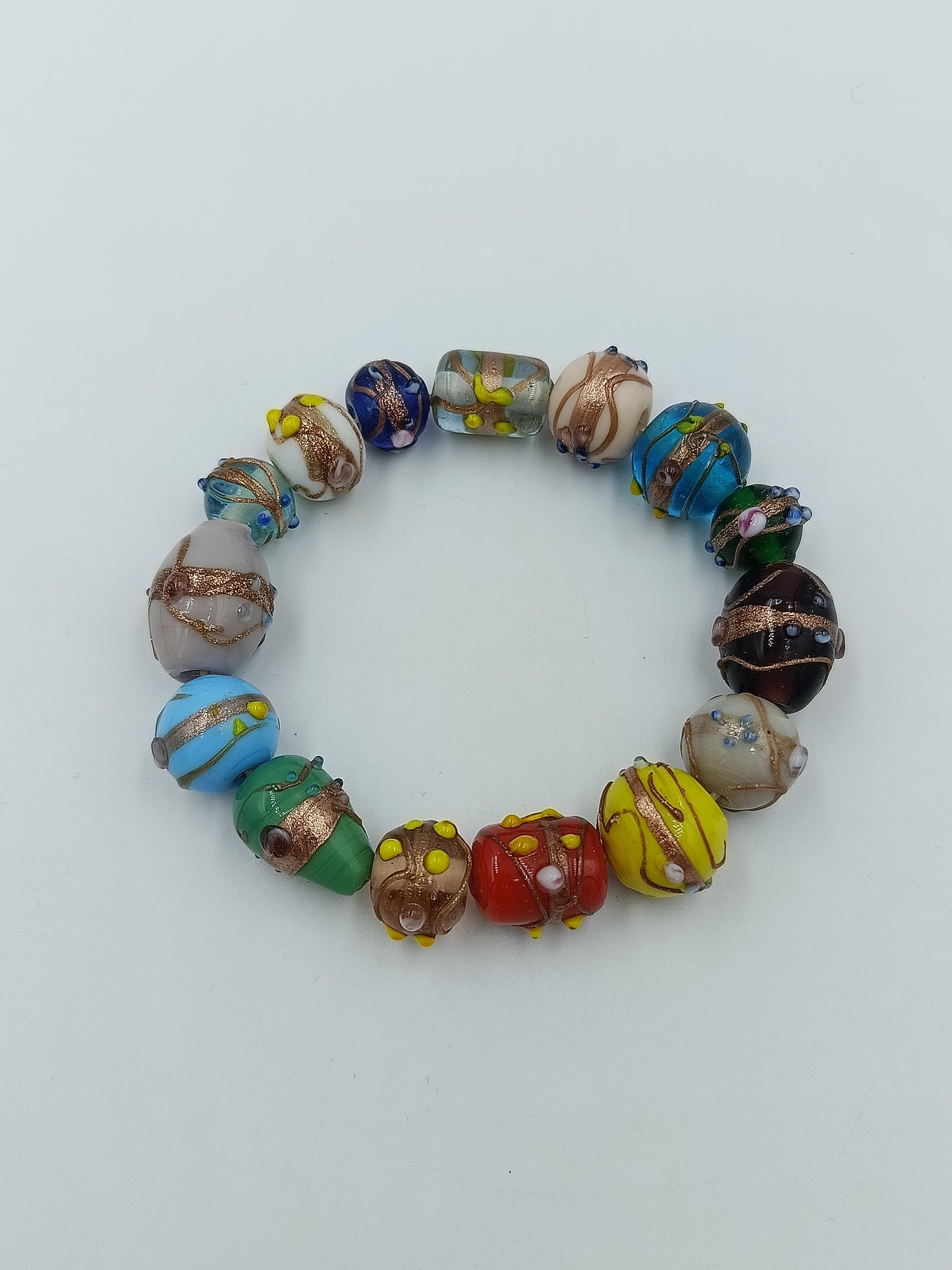 Buntes Glasperlen Armband elastisch Murano Style große Design Perlen