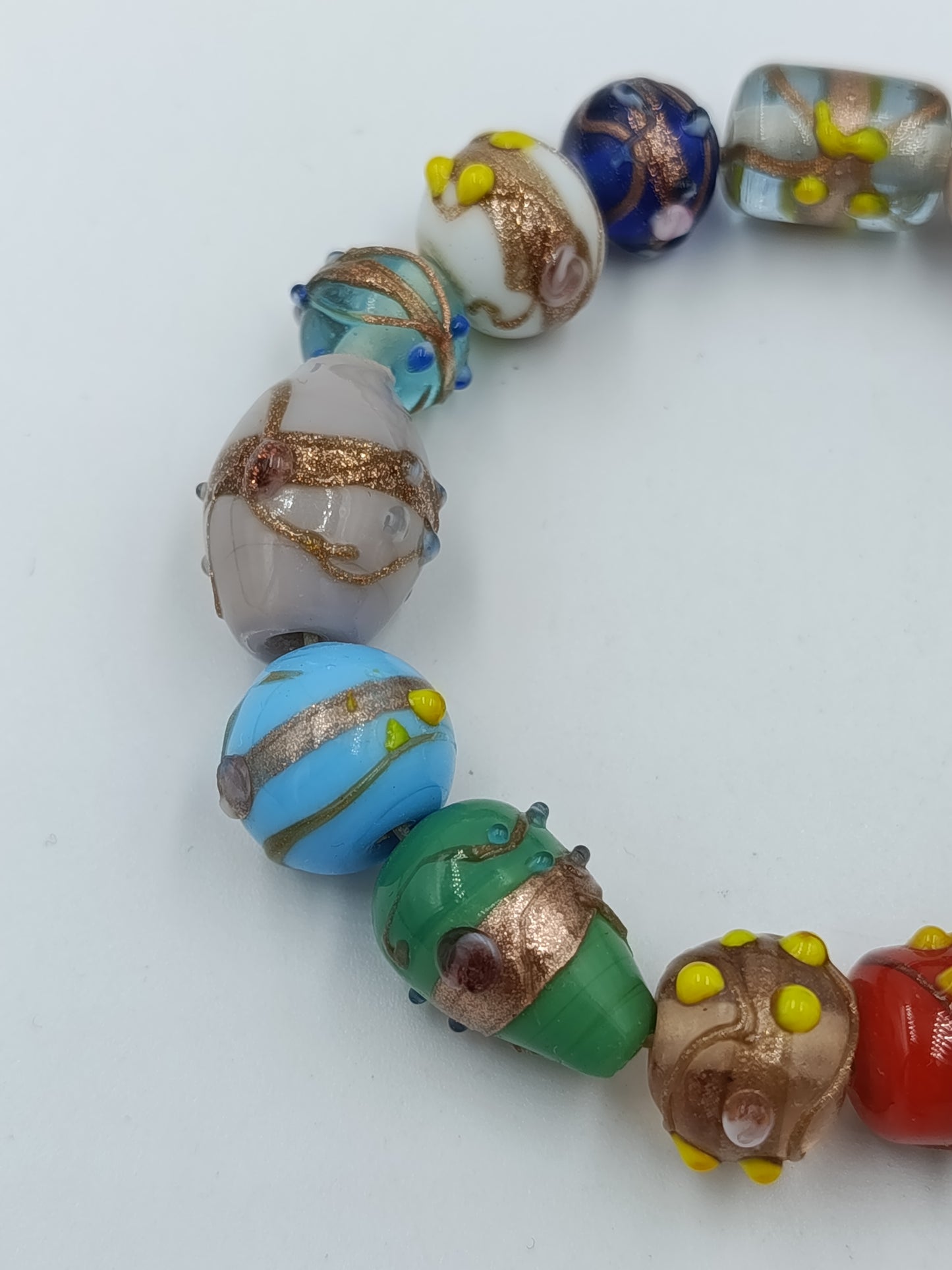 Buntes Glasperlen Armband elastisch Murano Style große Design Perlen