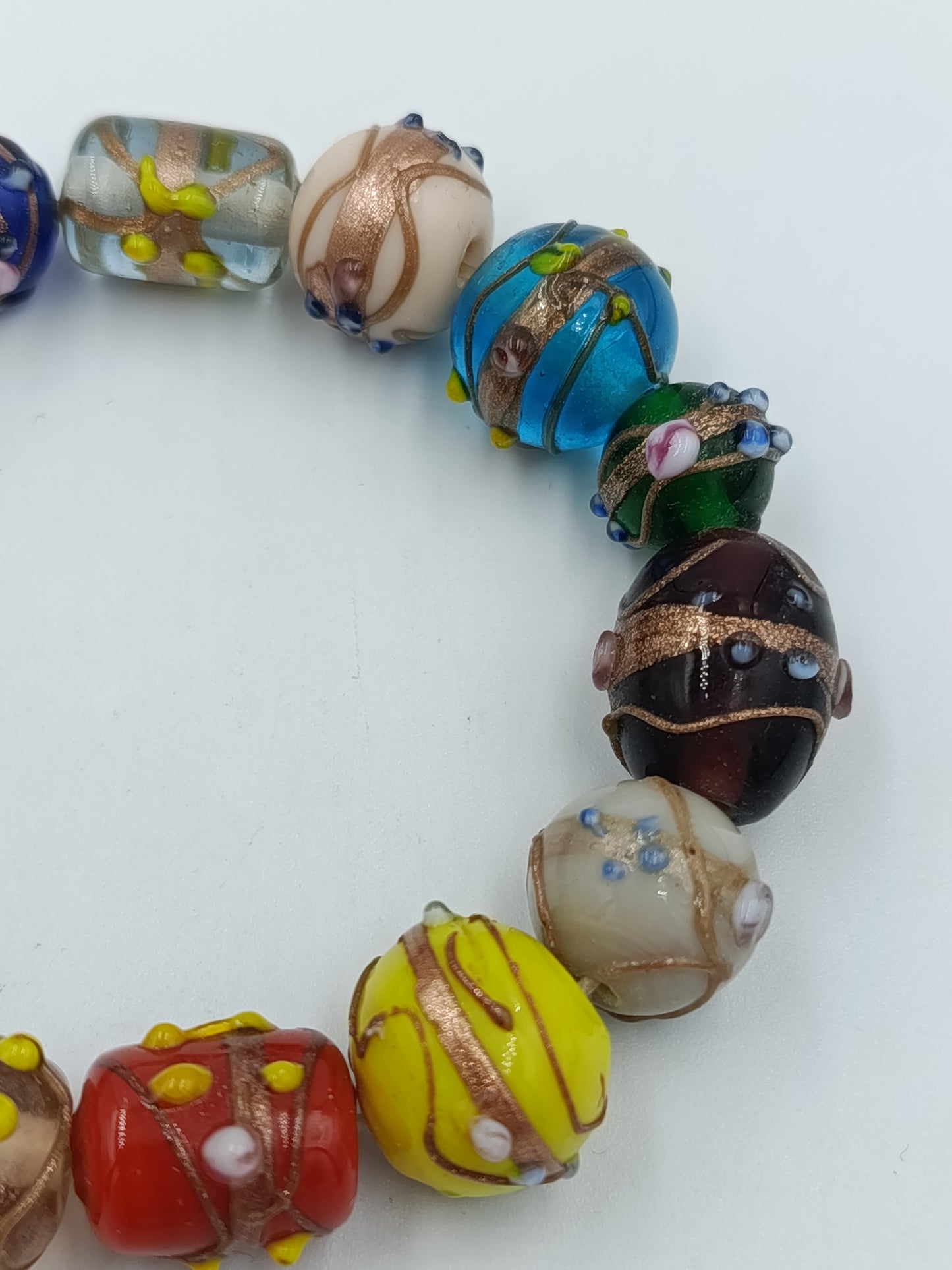 Buntes Glasperlen Armband elastisch Murano Style große Design Perlen