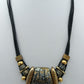 Boho Statement Kette Lederband Naturstein Metall Ethno Stil