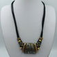 Boho Statement Kette Lederband Naturstein Metall Ethno Stil