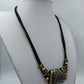 Boho Statement Kette Lederband Naturstein Metall Ethno Stil