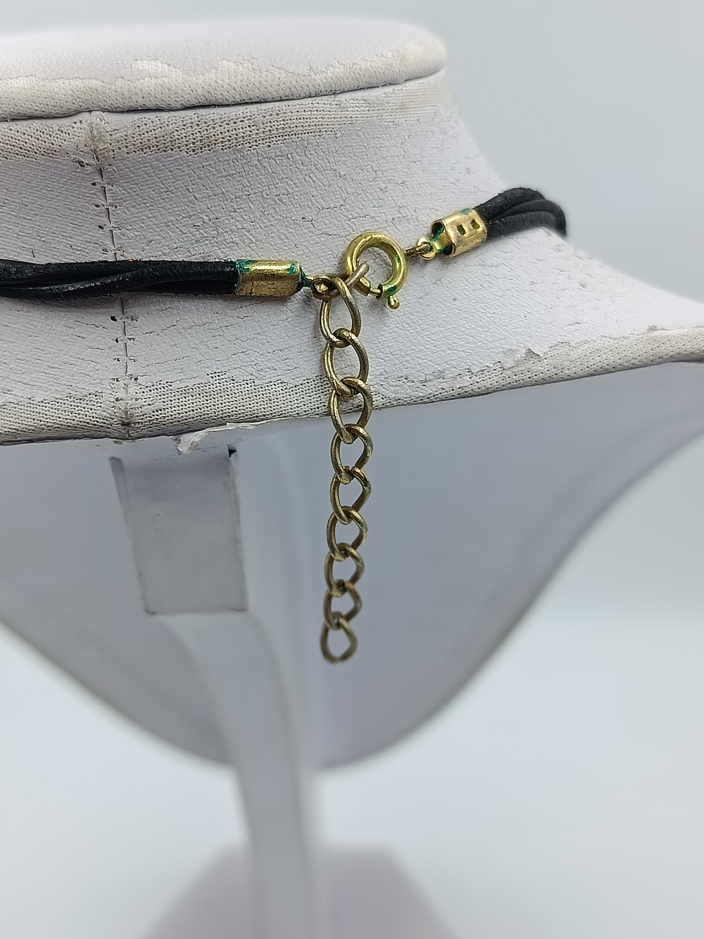 Boho Statement Kette Lederband Naturstein Metall Ethno Stil