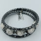 Doppel Armband mit Hämatit  weißen Naturstein Perlen  elastisch modern