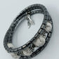 Doppel Armband mit Hämatit  weißen Naturstein Perlen  elastisch modern