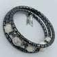 Doppel Armband mit Hämatit  weißen Naturstein Perlen  elastisch modern