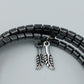 Doppel Armband mit Hämatit  weißen Naturstein Perlen  elastisch modern