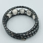 Doppel Armband mit Hämatit  weißen Naturstein Perlen  elastisch modern