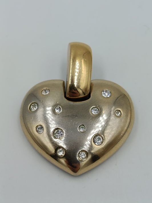 Vintage Herz Anhänger mit Steinen  goldfarben  3,5 cm