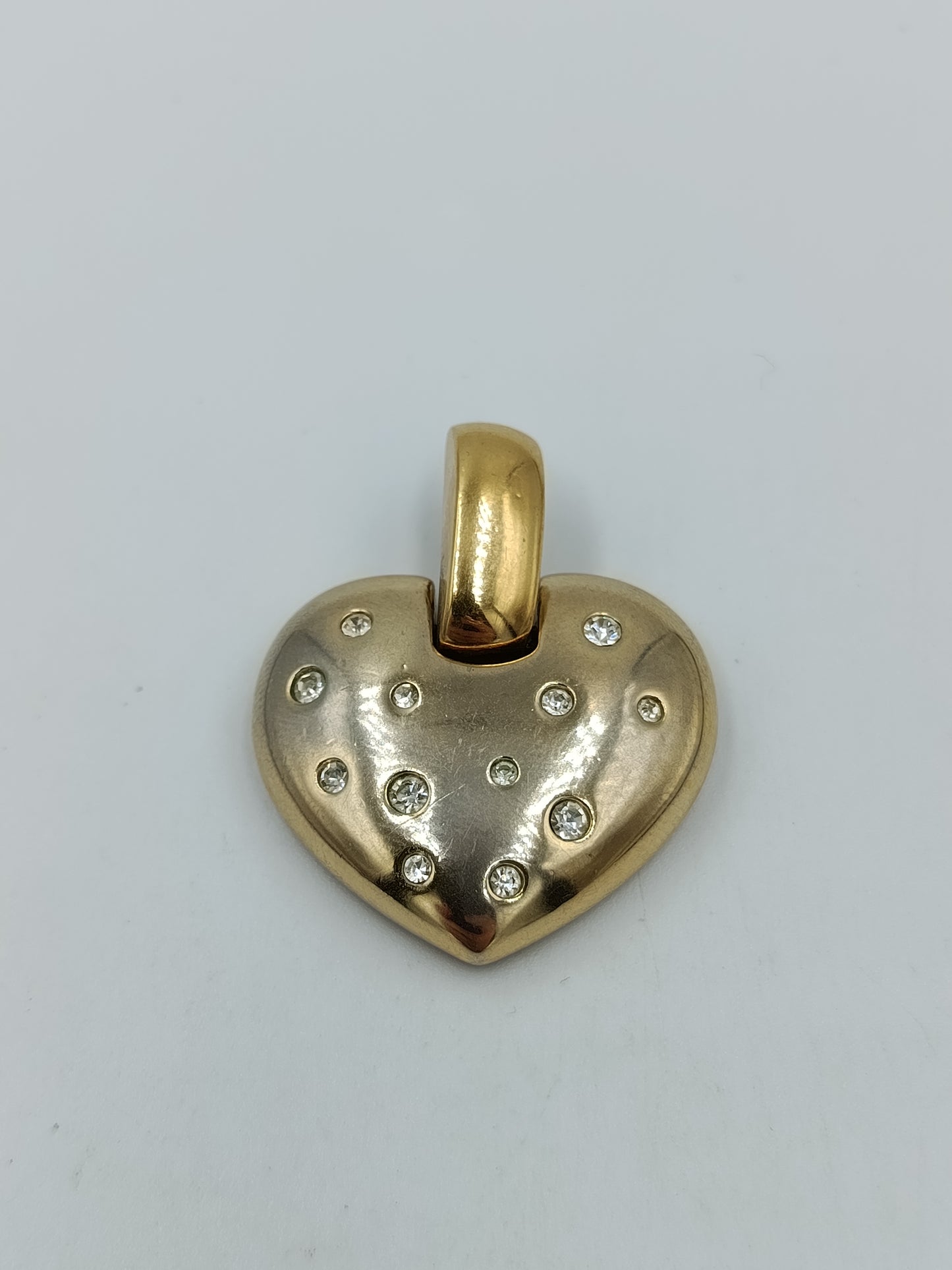 Vintage Herz Anhänger mit Steinen  goldfarben  3,5 cm