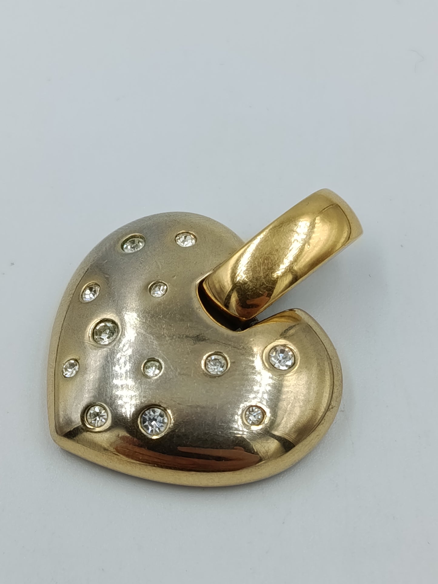Vintage Herz Anhänger mit Steinen  goldfarben  3,5 cm