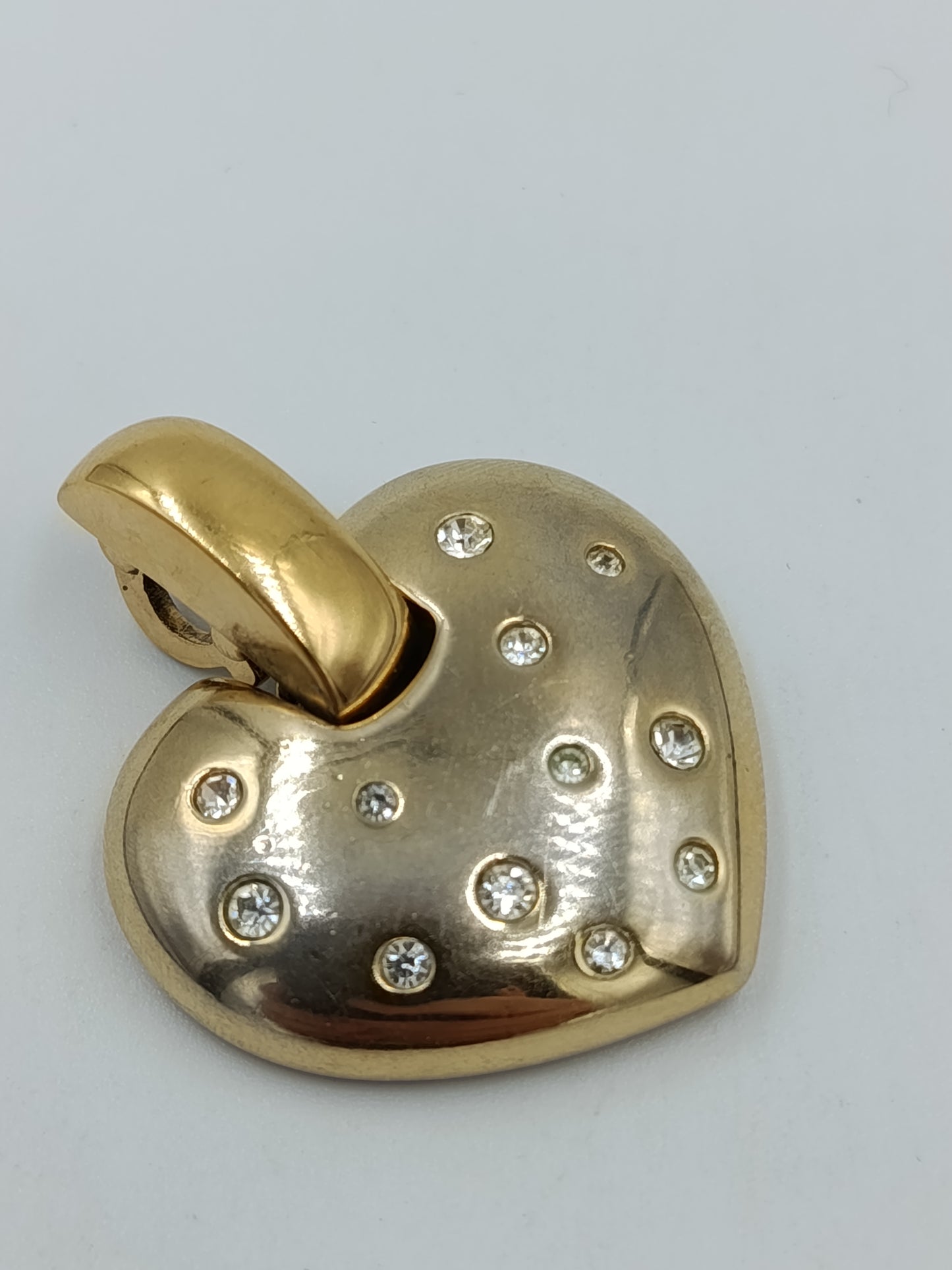 Vintage Herz Anhänger mit Steinen  goldfarben  3,5 cm