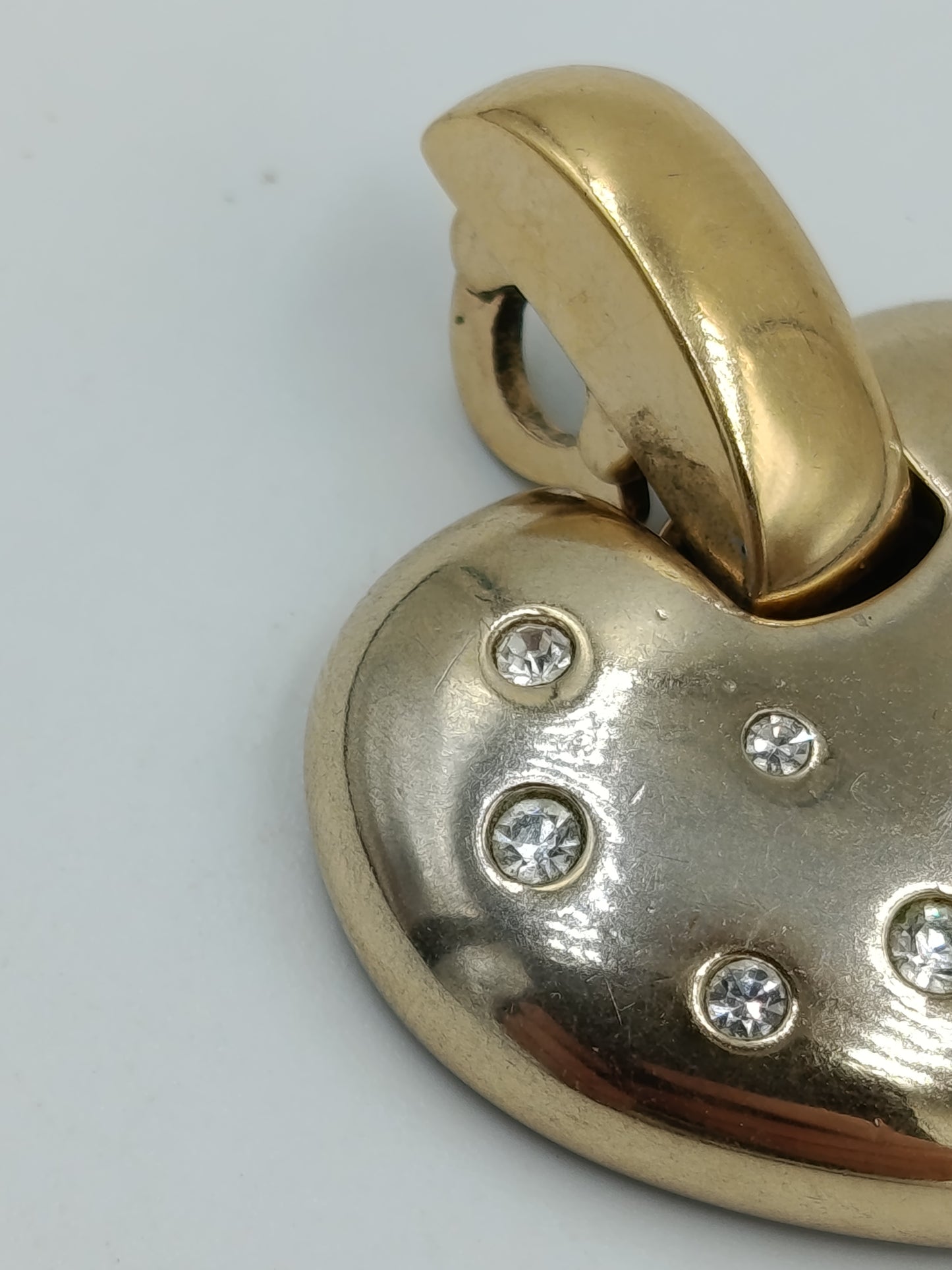 Vintage Herz Anhänger mit Steinen  goldfarben  3,5 cm