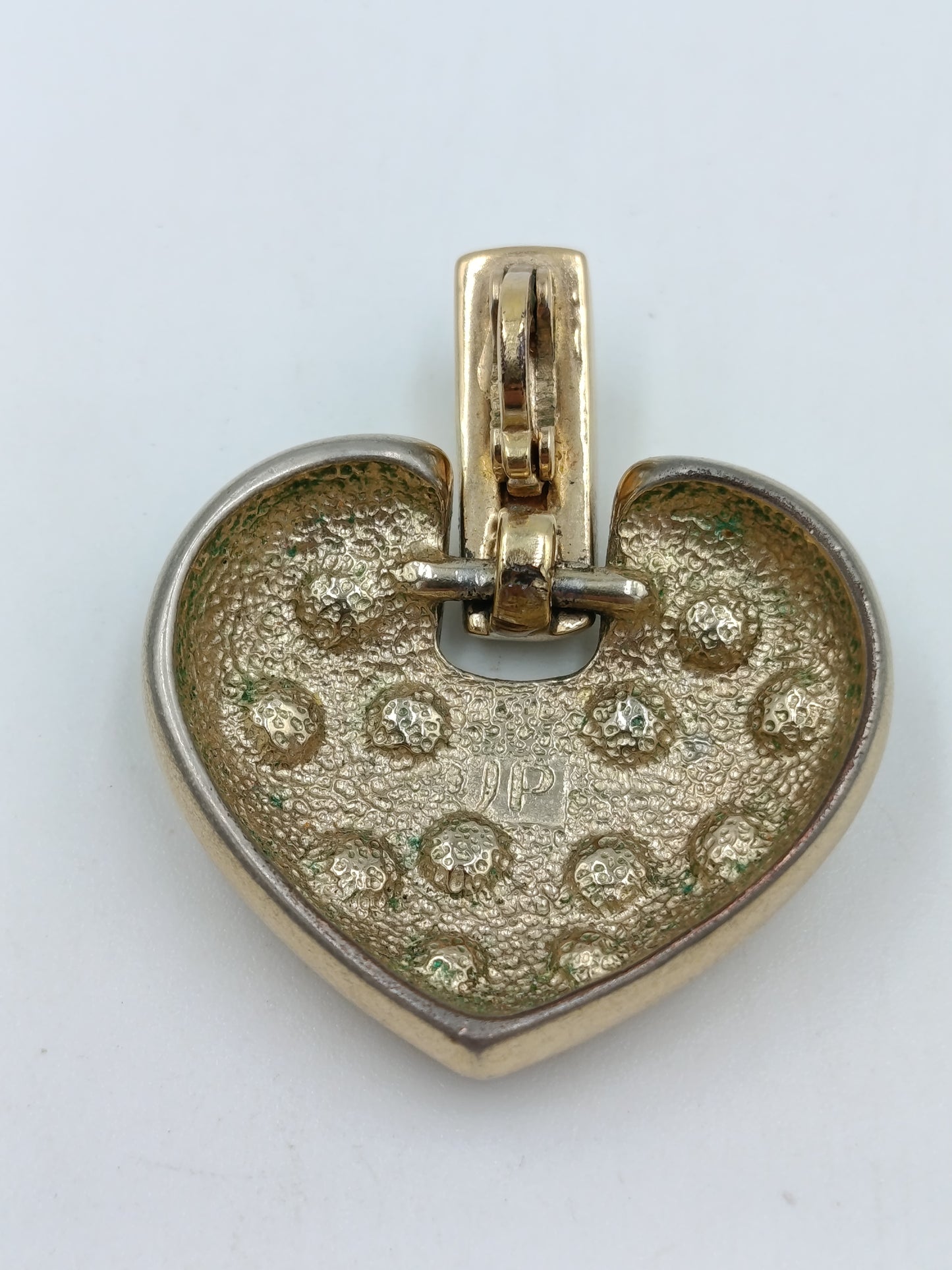 Vintage Herz Anhänger mit Steinen  goldfarben  3,5 cm