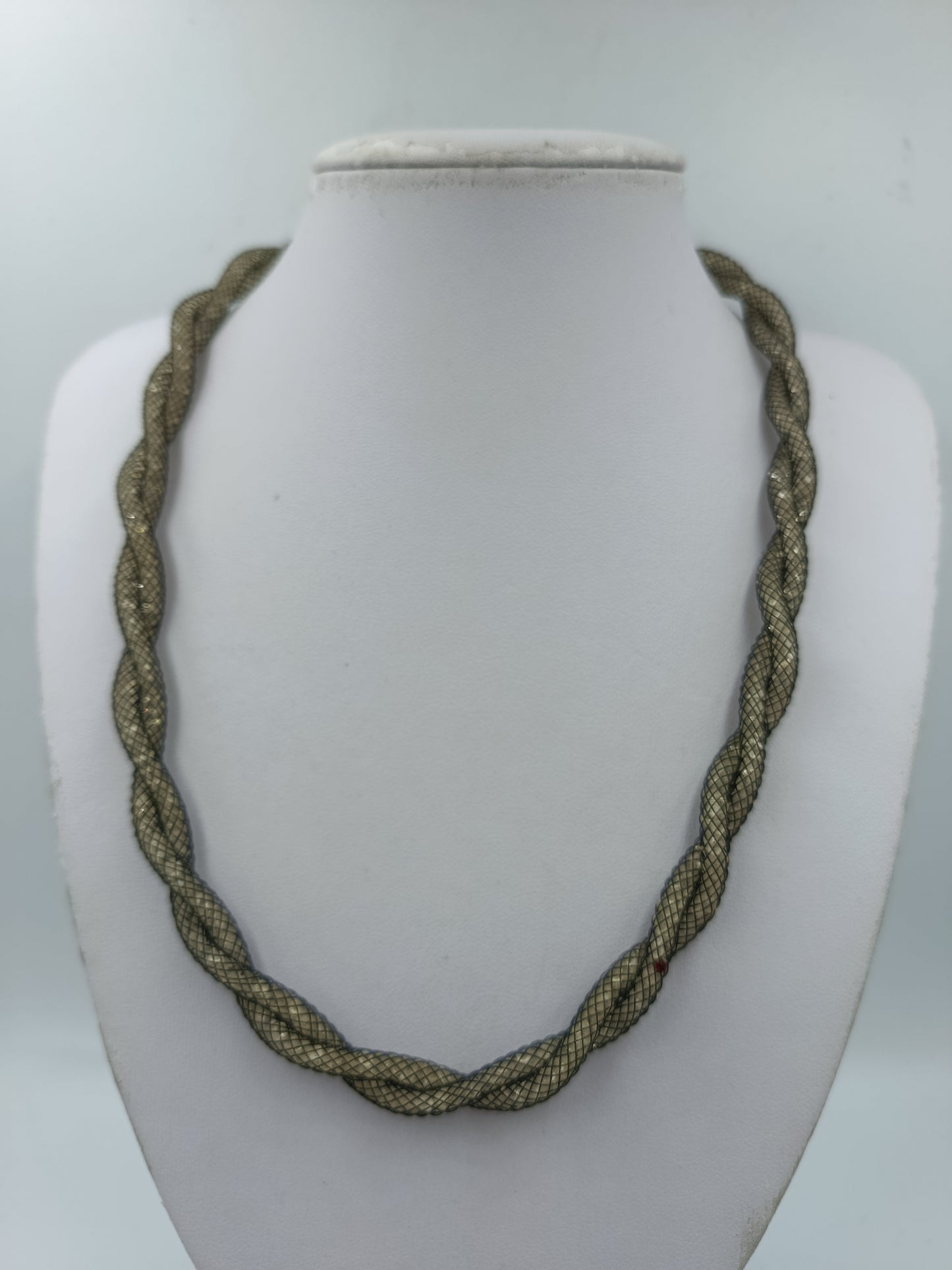 Geflochtene Mesh Kette mit Strass Element  50 cm  schwarz gold